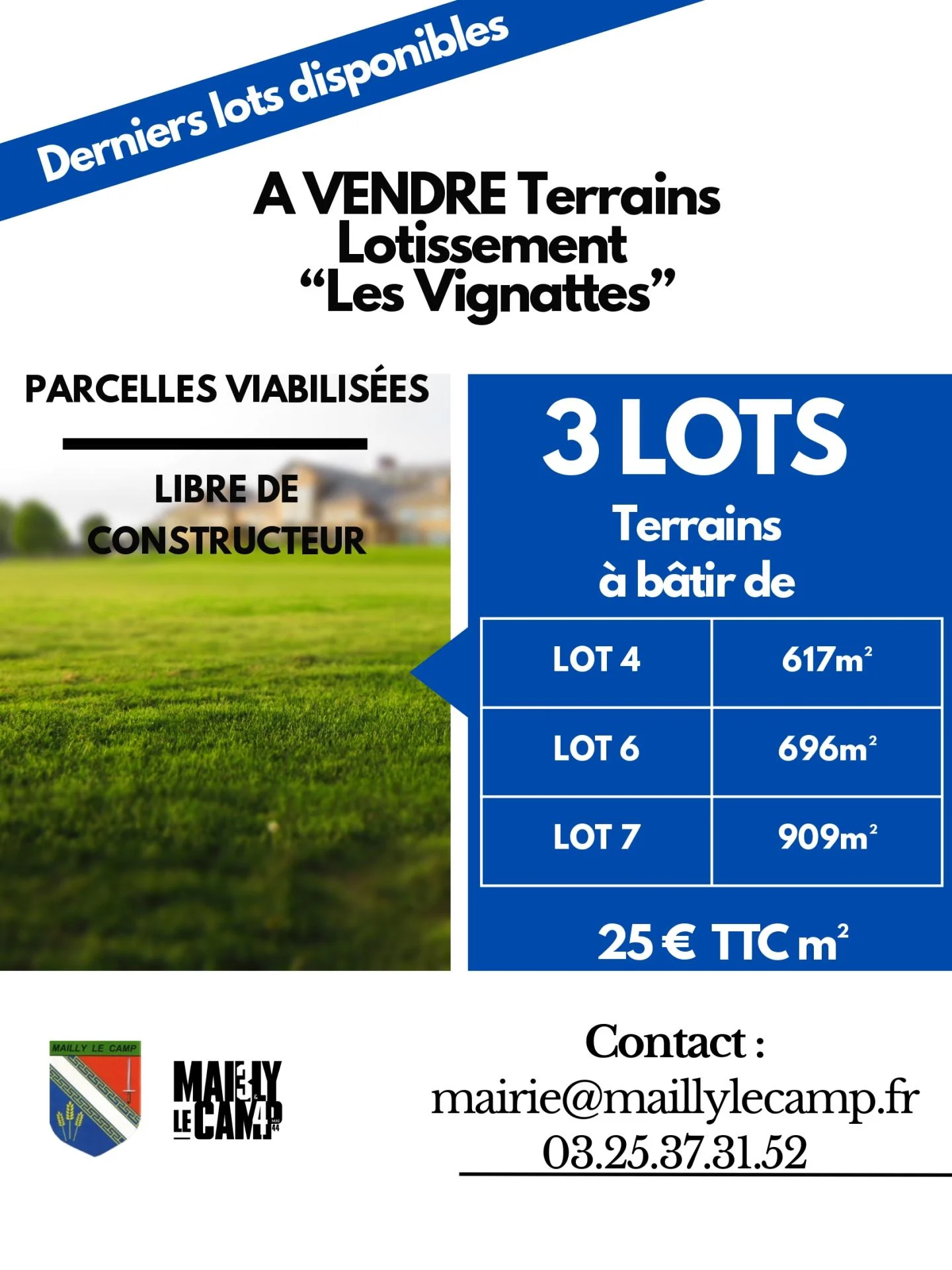 Annonce lots lotissement a vendre