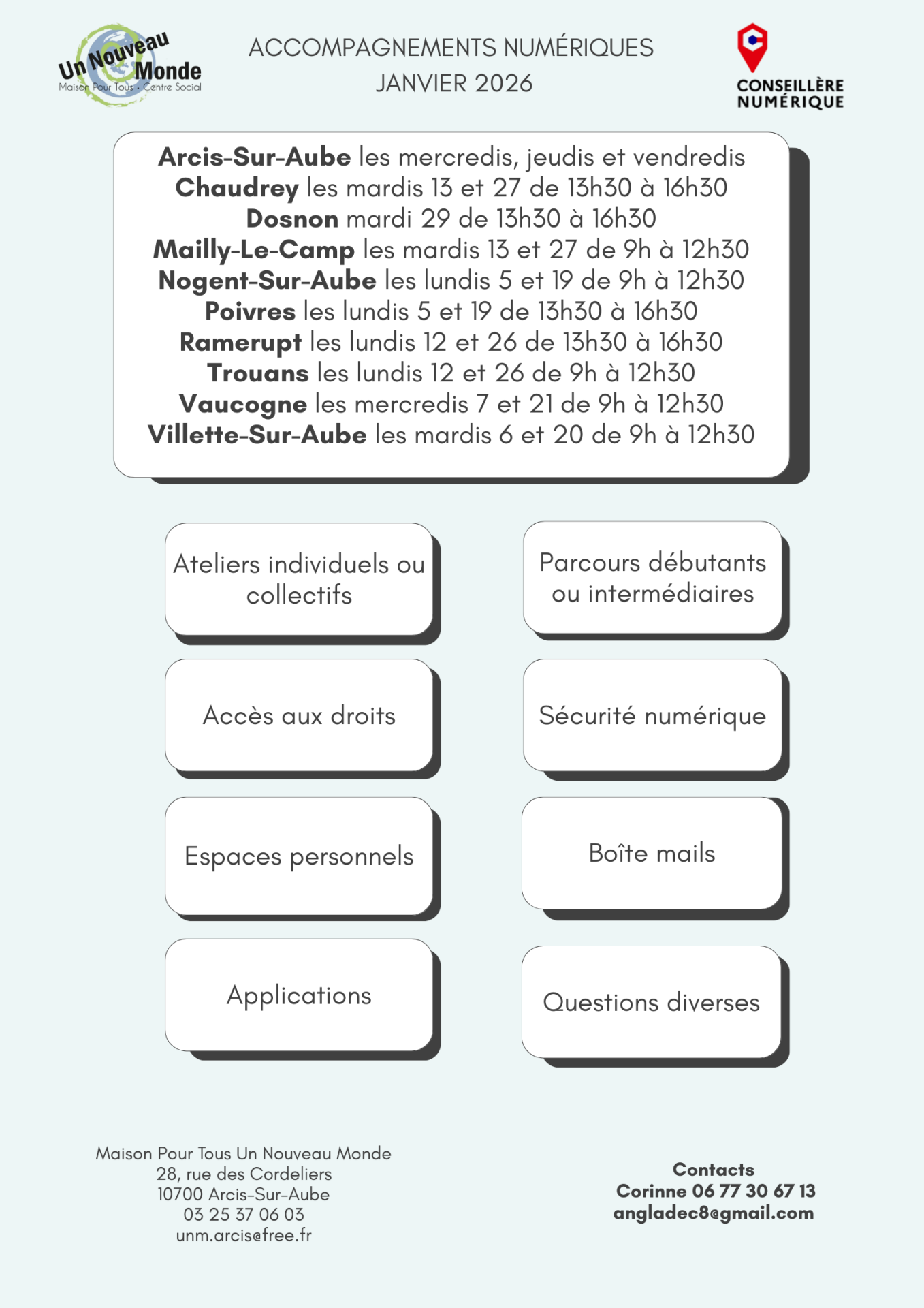 Dates numeriques general janvier 2026
